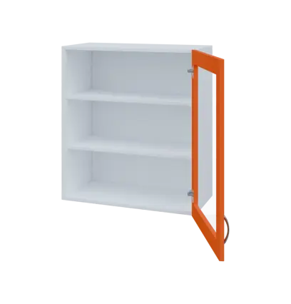 MH - 65S horní skříňka boxová, 1-dveřová, prosklená, pravá, 770x654x440, korpus bílý, dvířko mandari